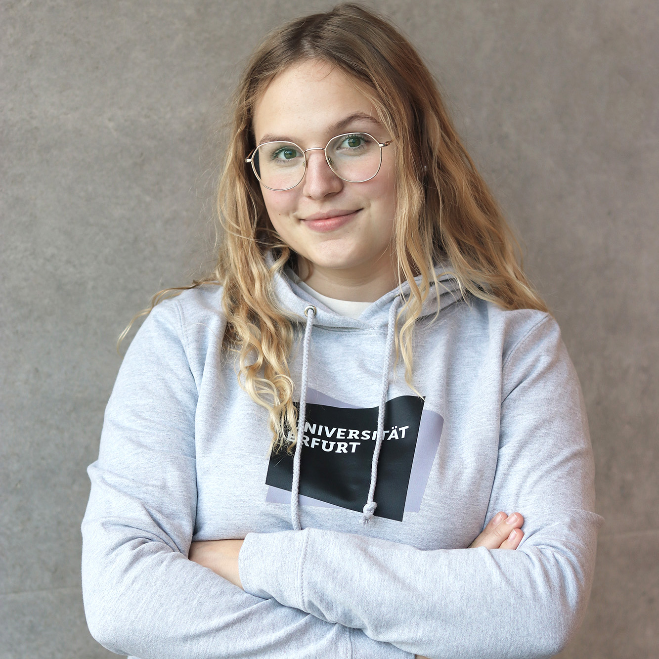 Hoodie, grau, mit Logo